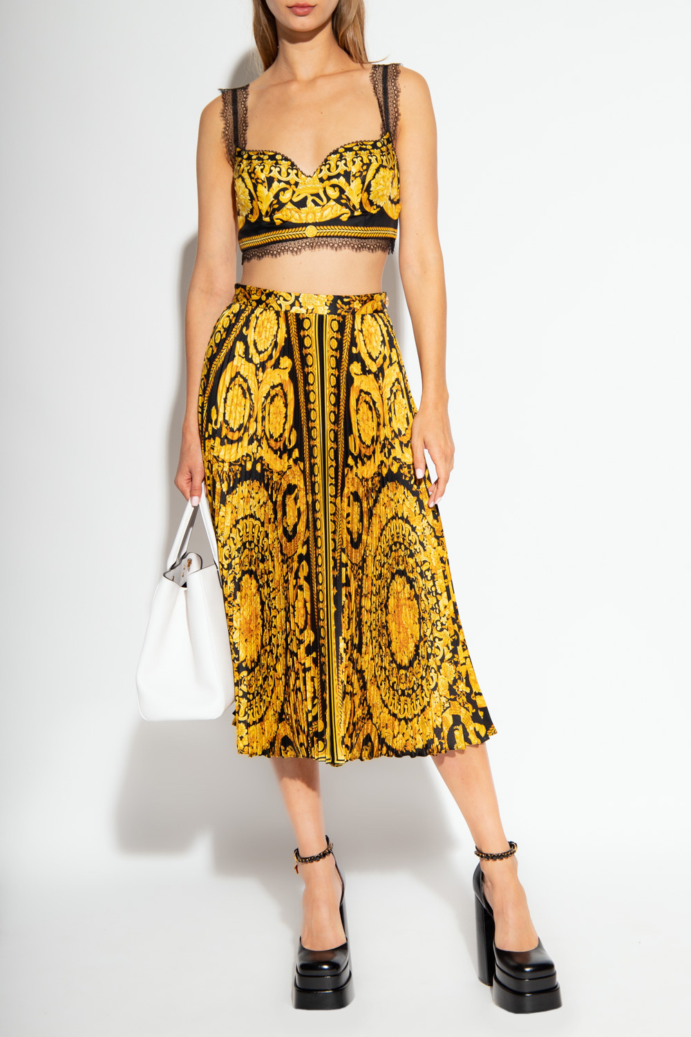Versace crop top and skirt hotsell